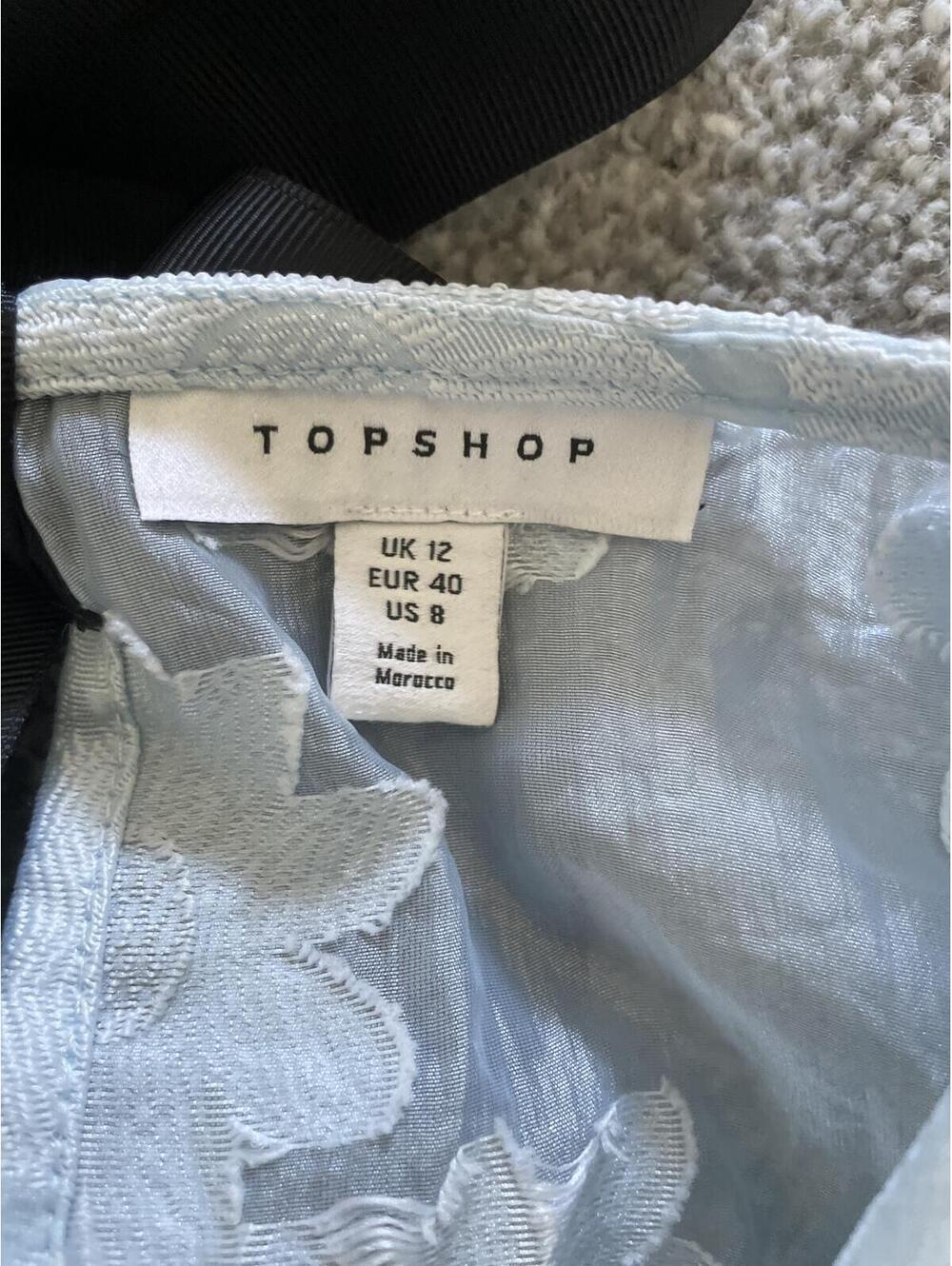 Topshop Puff Sleeve Floral Dress Women's 8 Sz Blue Romantic - Picture 2 of 9